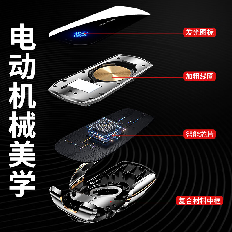 贝涵车载手机支架汽车手机支架车载出风口导航仪表台电动用品手机支架 【黑色】电动锁紧-无线快充