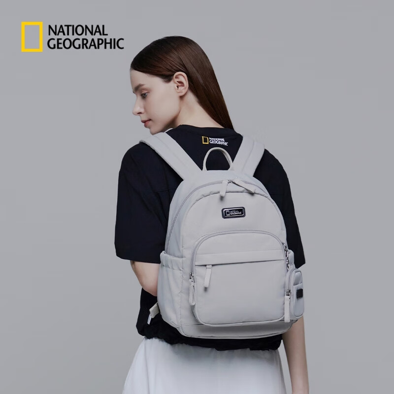 国家地理（National Geographic）背包户外休闲通勤舒适便携收纳双肩包电脑包 淡棕色BEIGE One Size