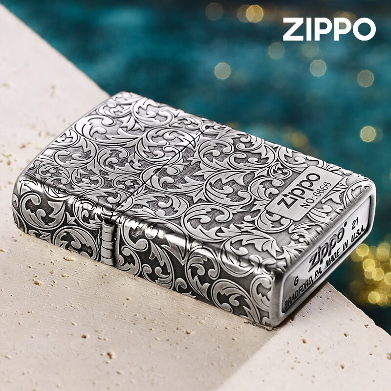 zippo之宝打火机古银四面唐草煤油防风原创生日礼物送男友 四面唐草