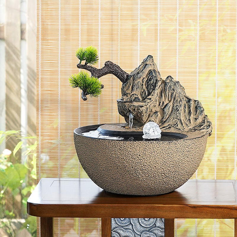 汉韵堂桌面流水摆件客厅茶室电视柜室内水景中国风喷泉景观时来运转