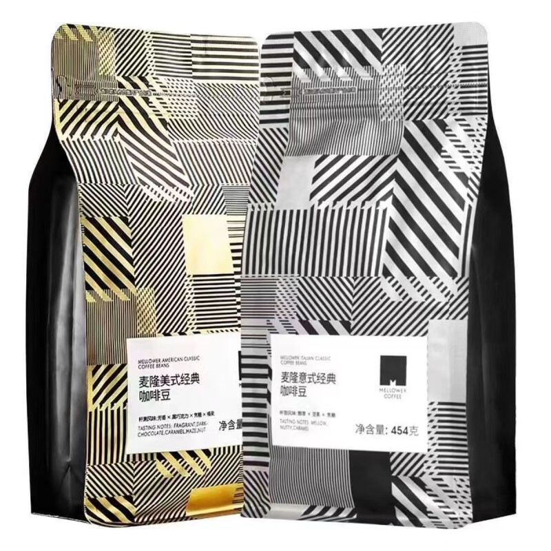 食芳溢454g麦隆咖啡豆美式意式特浓经典浓醇纯黑咖啡商用中深度烘焙 美式经典 金色 2袋