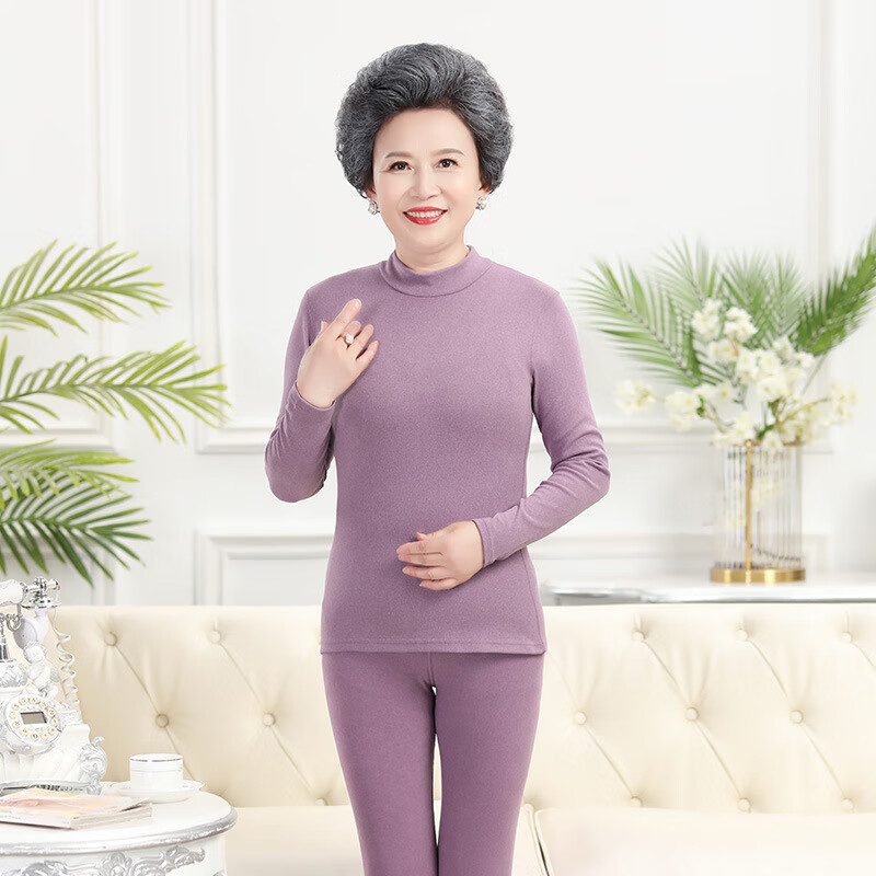 【高品质】【中老年妈妈秋衣秋裤套装女】2021冬季中.