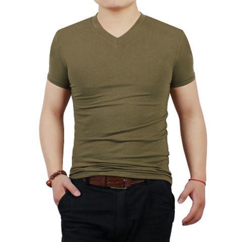 衣服冬季男内衫鸡心领t恤男短袖大v领夏季夏装男士紧身t恤韩版修身v字