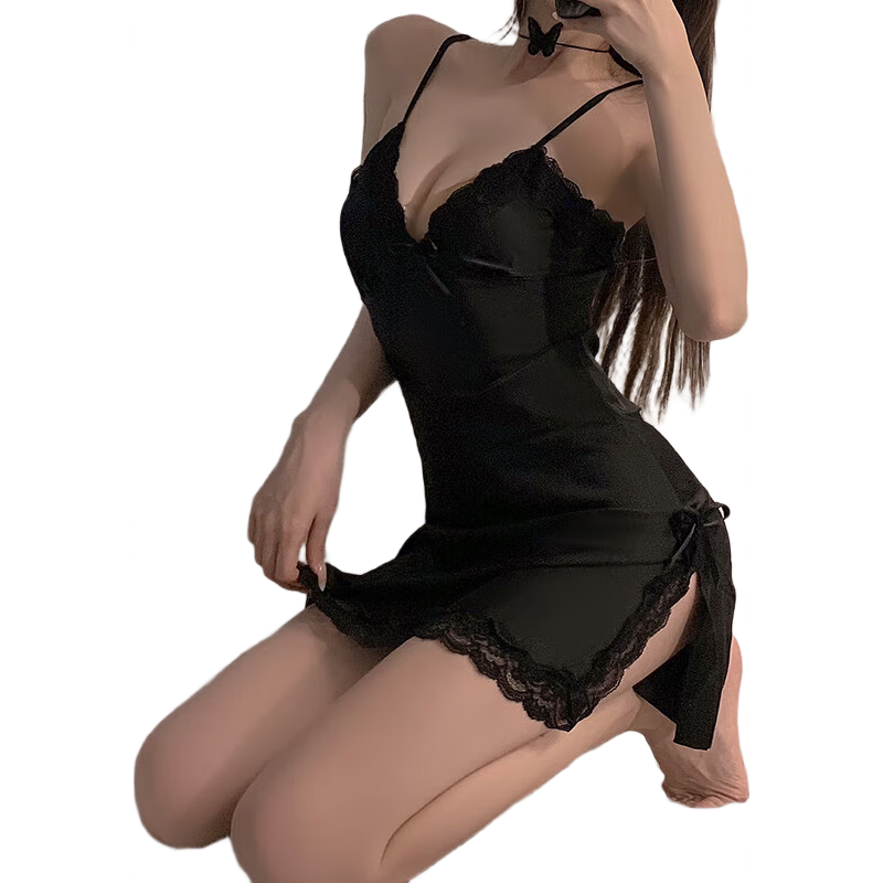 百亿补贴:浪莎性感吊带睡裙女冰丝带胸垫家居服蕾丝高级感纯欲开衩睡衣女52.7元