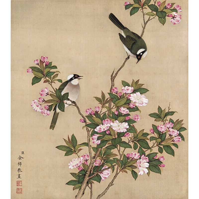 皓涛 宣纸印刷微喷打印国画画心花鸟字画清余稚穉册页十二开海棠29x30