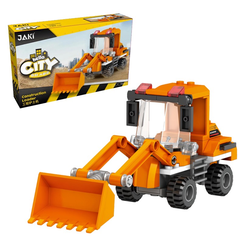 JAKi挖掘机工程积木拼装玩具儿童男女孩推土车初学者手工生日礼物 工程铲土机 | 75PCS