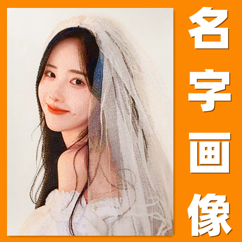晖姝名字画像定制名字画像定制文字画手写人像生日礼物私人订制情人节
