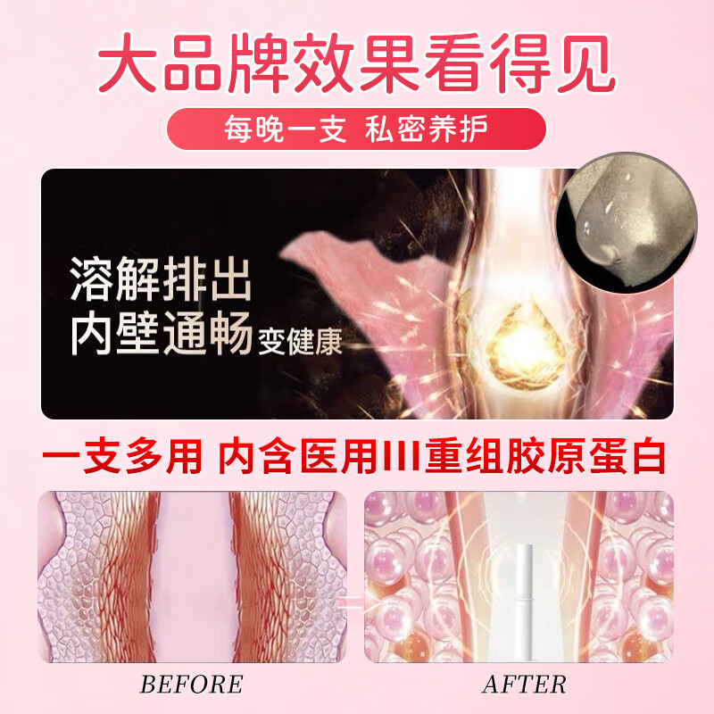 妇炎洁医用胶原蛋白凝胶妇科搭女性私密处紧致私处紧缩阴道水润同房用品 3盒周期装/搭阴道干涩缩阴紧致用 搭缩阴液阴部瘙痒私处止痒产品用