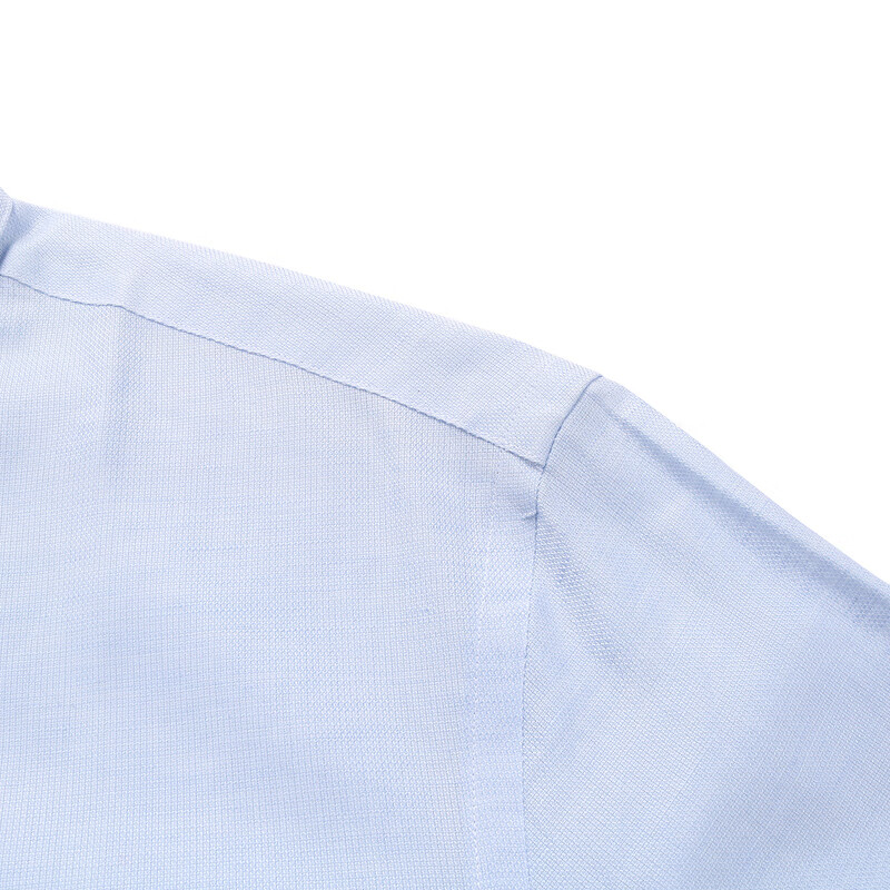 MAYOR男装 Albini高支棉麻面料商务休闲浅蓝短袖衬衫 浅蓝素色 38