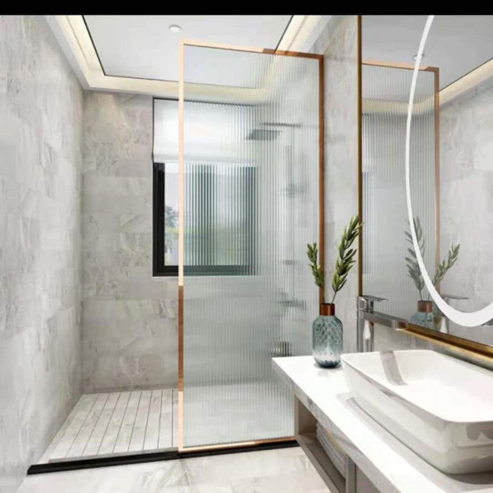 定制适用长方形l型小户型淋浴房卫生间干湿分离浴室隔断玻璃浴屏洗澡