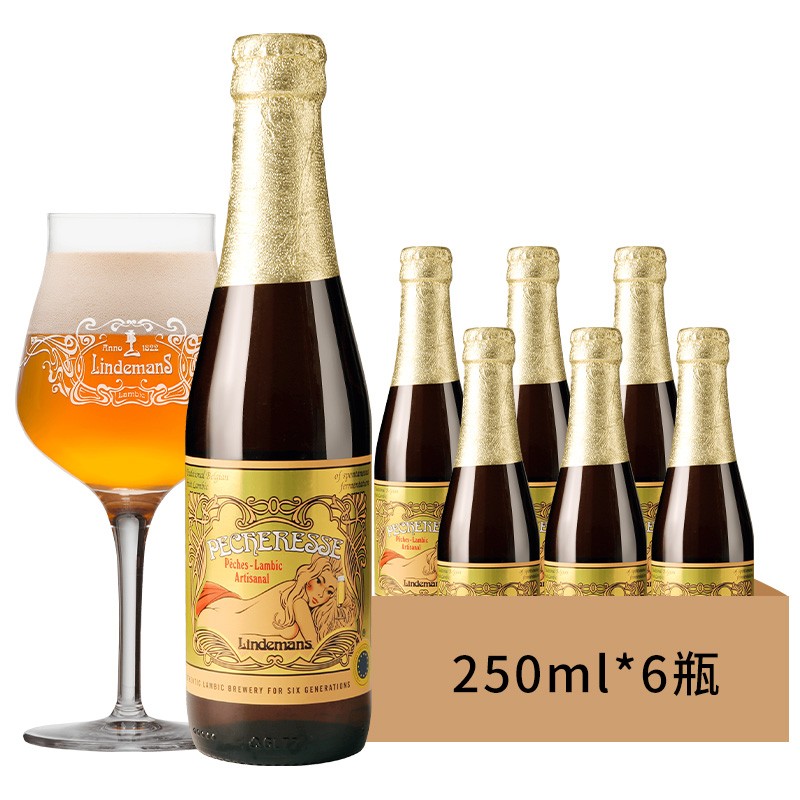 林德曼 lindemans 水果精酿 桃子啤酒 比利时进口 250ml*6瓶