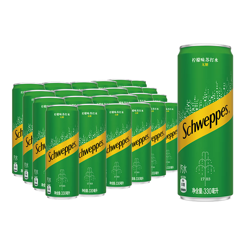 Schweppes 怡泉 苏打水 柠檬味 330ml*24罐