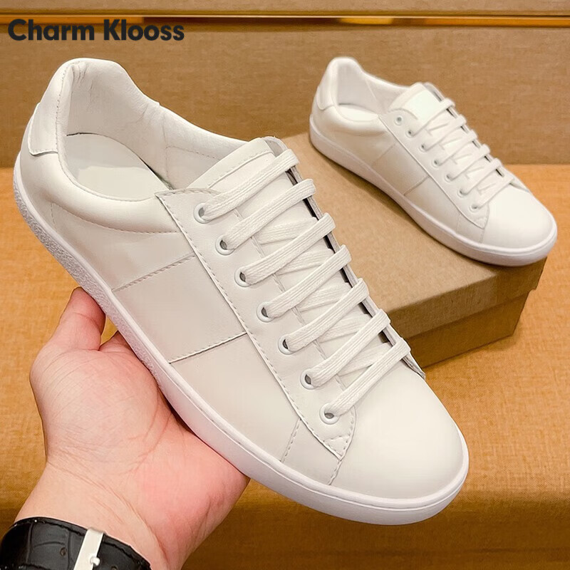 Charm Klooss2023年小蜜蜂小白鞋新款轻奢品牌休闲情侣鞋男女鞋运动鞋板鞋 白色 男款41码