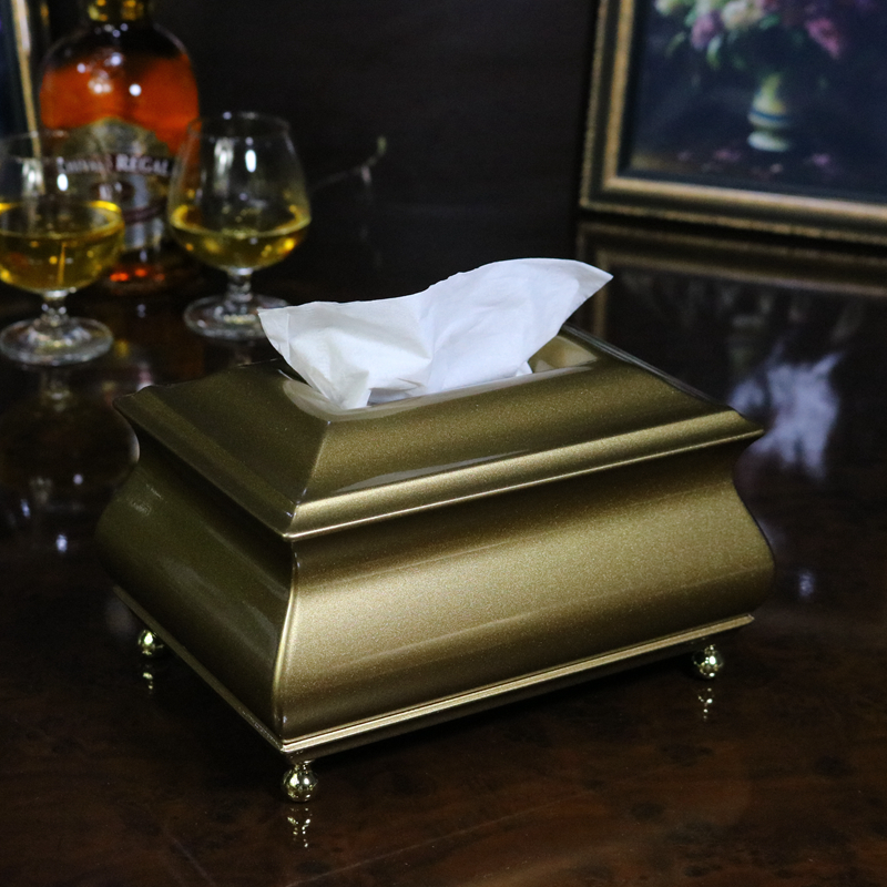 璟館 烟灰缸祝寿创意家用招财纸巾盒客厅老板木质北欧茶几欧式抽纸盒