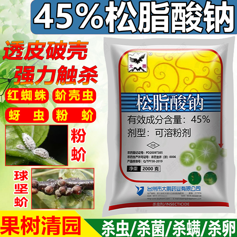 大鹏45%松脂酸钠矢尖介茶树 柑橘桃李梨蚧壳虫杀虫剂松碱合剂清园 800