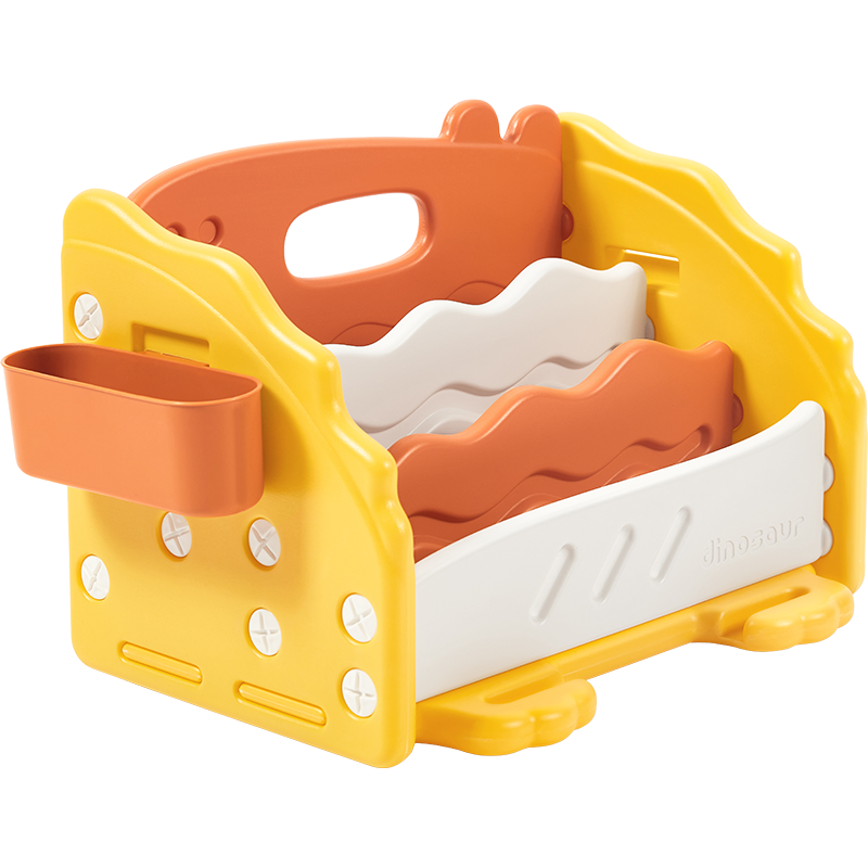 林氏木业儿童书架桌面置物架宝宝绘本收纳架玩具落地架子幼儿简易小型【活力黄】恐龙小书架