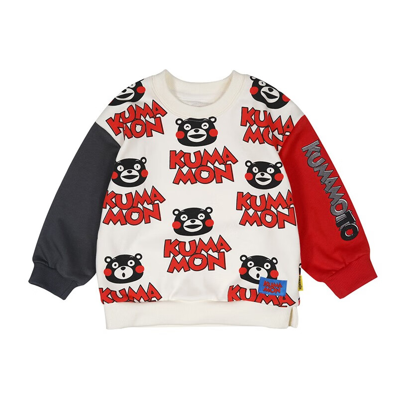 minizonekumamon熊本熊联名春秋款季男女儿童圆领卡通休闲拼色卫衣2-8