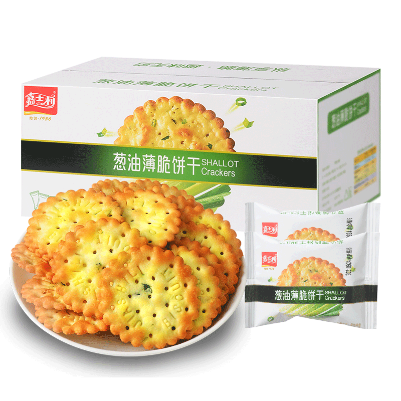 嘉士利葱油薄脆饼干828g香葱饼咸味食品零食代餐早餐整箱 葱油饼828克