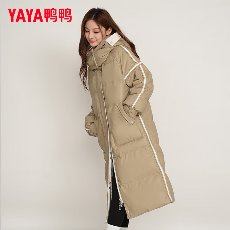 鸭鸭(YAYA)羽绒服女长款过膝2024冬季新款韩版休闲时尚百搭宽松保暖外套DJ 粉色 M