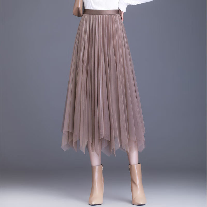 璀典女生半截裙热天穿的裙子过膝裙中长款网纱半身裙女2024夏季新款高