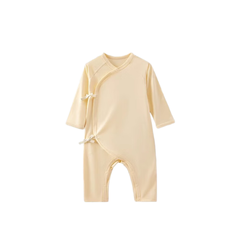 Q21新生兒排汗爬服嬰幼兒哈衣長(cháng)袖連體衣吸濕透氣抑菌春夏新款 芝士黃 66cm