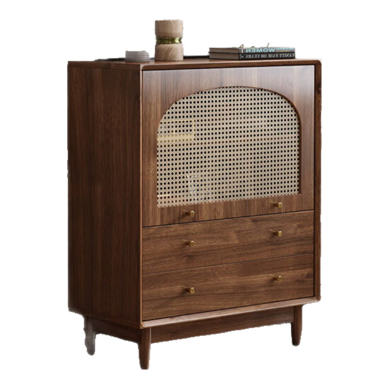 雷勒（rayle）北欧藤编斗柜客厅储物柜小酒柜家用小户型矮柜子边柜多用柜收纳柜 B-243【80*40*100cm】