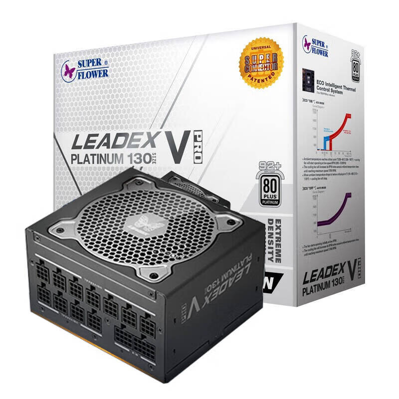 SUPER FLOWER振华 额定1000W LEADEX VP1000W 电脑电源 13cm白金牌全模 标配12VHPWR线 支持4090显卡 十年保固