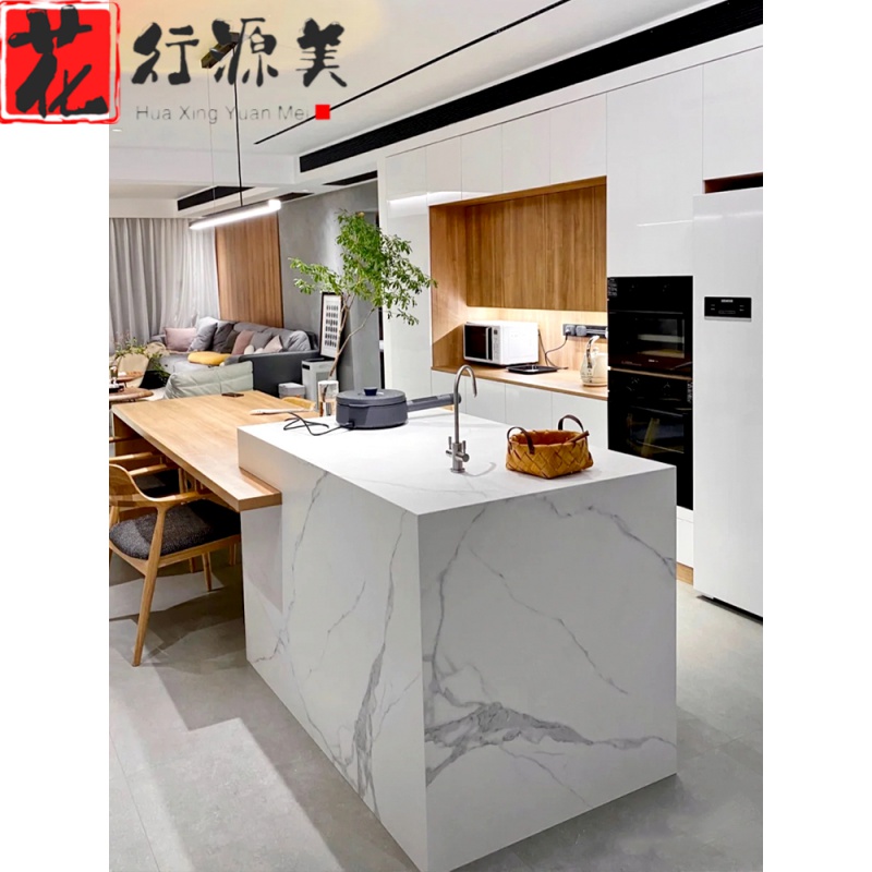 一体岛台餐桌一体成品岩板伸缩厨房小户型家用多功能吧台西式导台轻奢