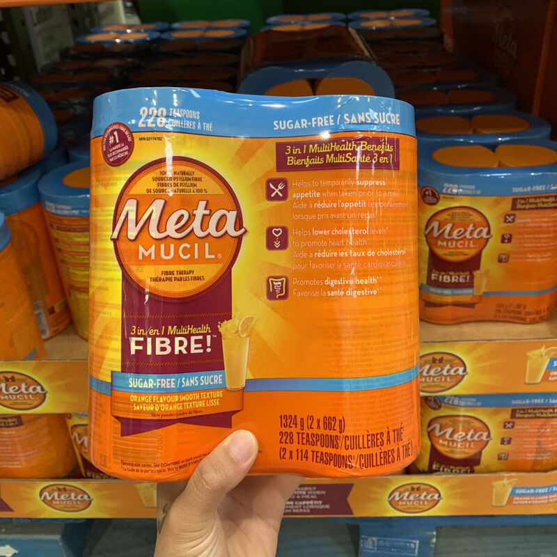 食芳溢现货加拿大metamucil美达施天然膳食纤维素粉便mi饱腹tong便 桔