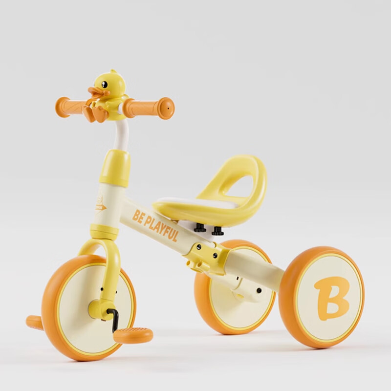 乐的儿童三轮车1-3-5平衡脚踏车轻便自行车宝宝婴儿小孩平衡车多功能 1028L小黄鸭+车铃