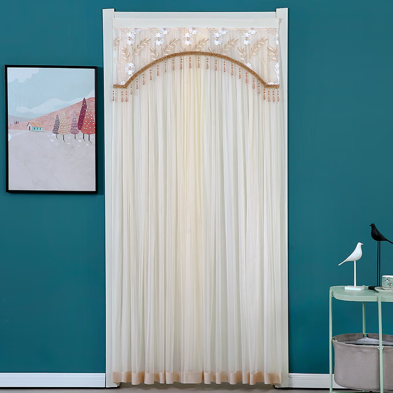 狮奥利兴农村门帘四季通用门帘家用免打孔伸缩杆四季通用卧室蚊遮挡不