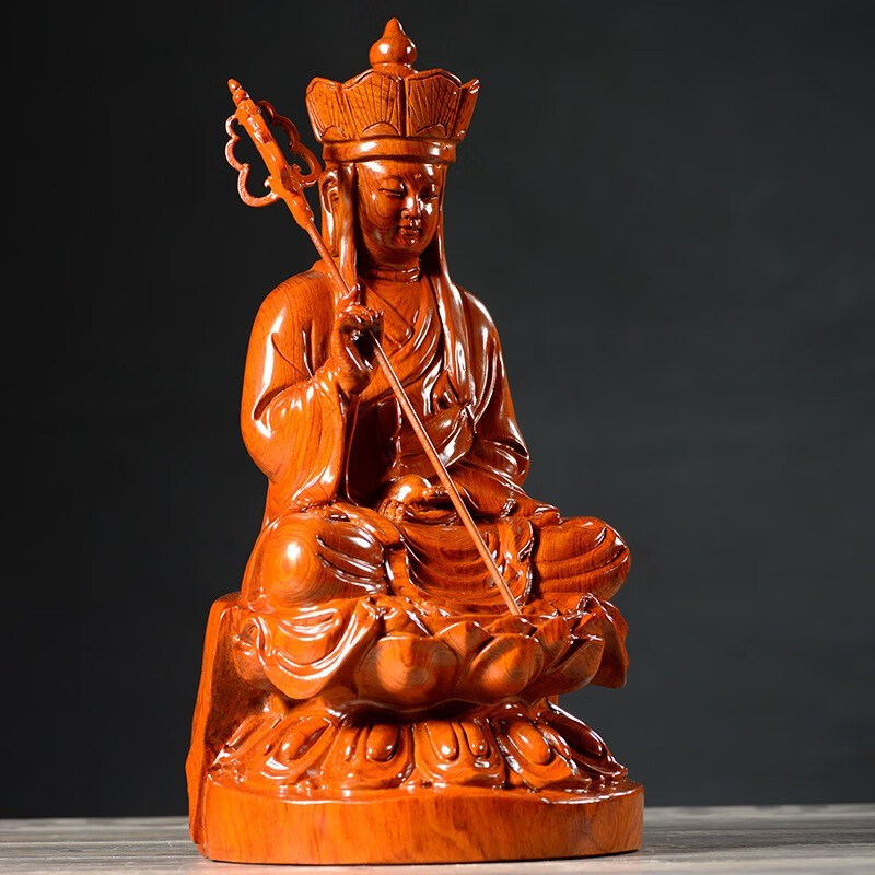 花梨木雕刻地藏王摆件工艺品木制家居客厅办公室装饰摆件纯木质 花梨