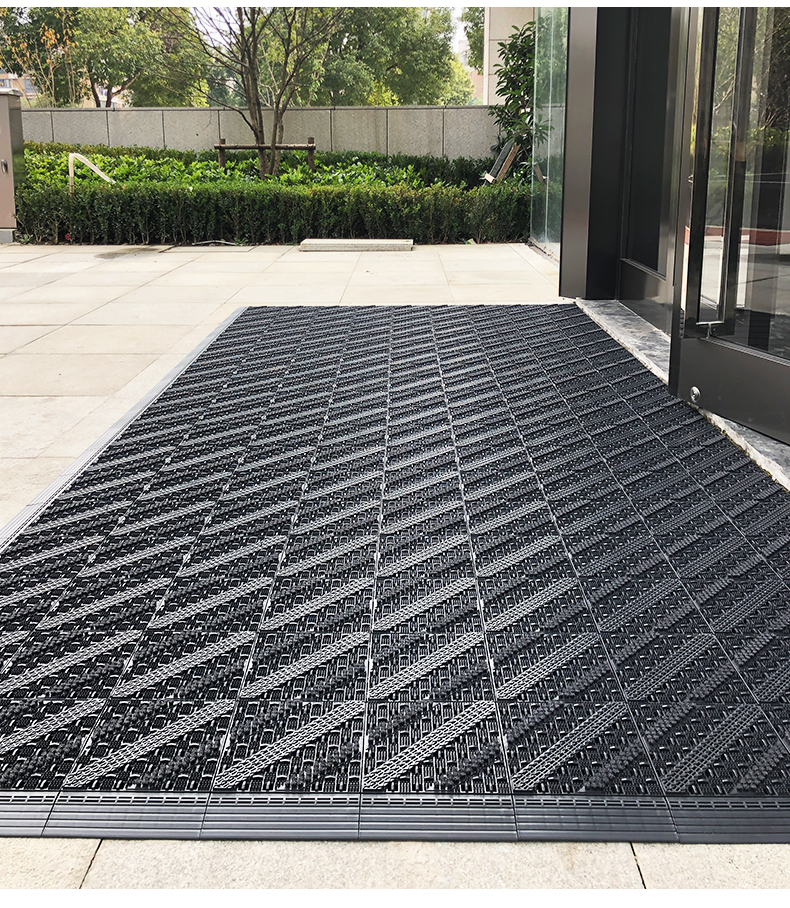 必拓室外地垫防滑垫酒店商场门口入口户外塑料地毯除尘防滑脚垫 黑色