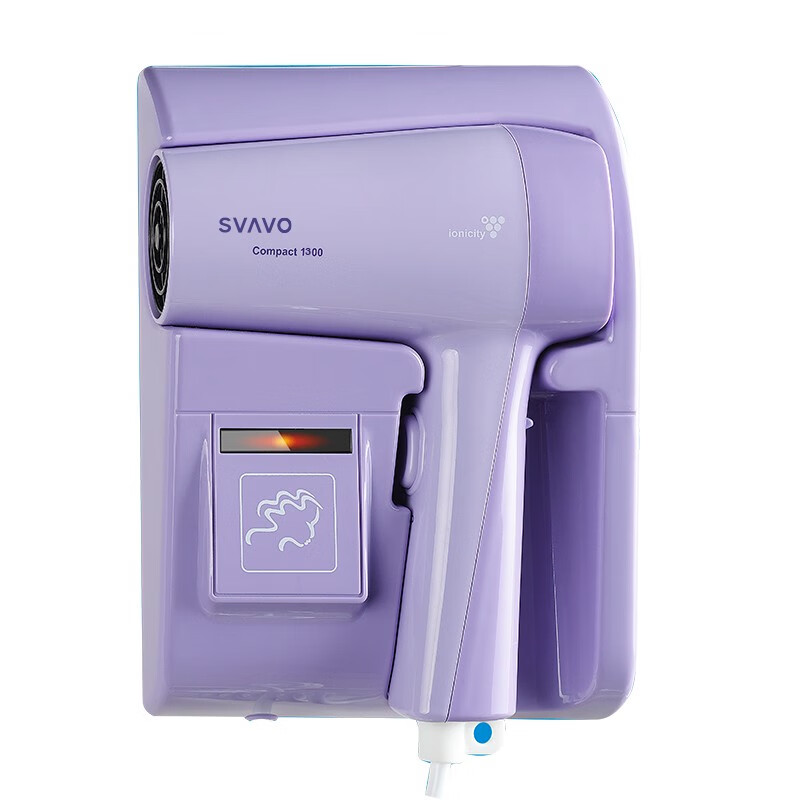 瑞沃（SVAVO）壁挂式电吹风机 酒店宾馆浴室恒温负离子冷热风电吹风筒 家用护发大功率吹风机 丁香紫 V-175 经典LED灯
