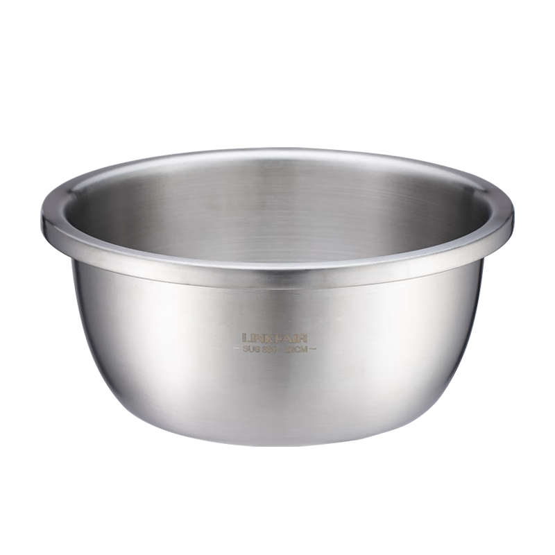 凌豐（LINKFAIR）不銹鋼盆家用廚房加深加厚和面盆打蛋揉面盆洗水果洗菜盆裝湯盆子 (一個裝)20cm湯盆LFDTP-FM20