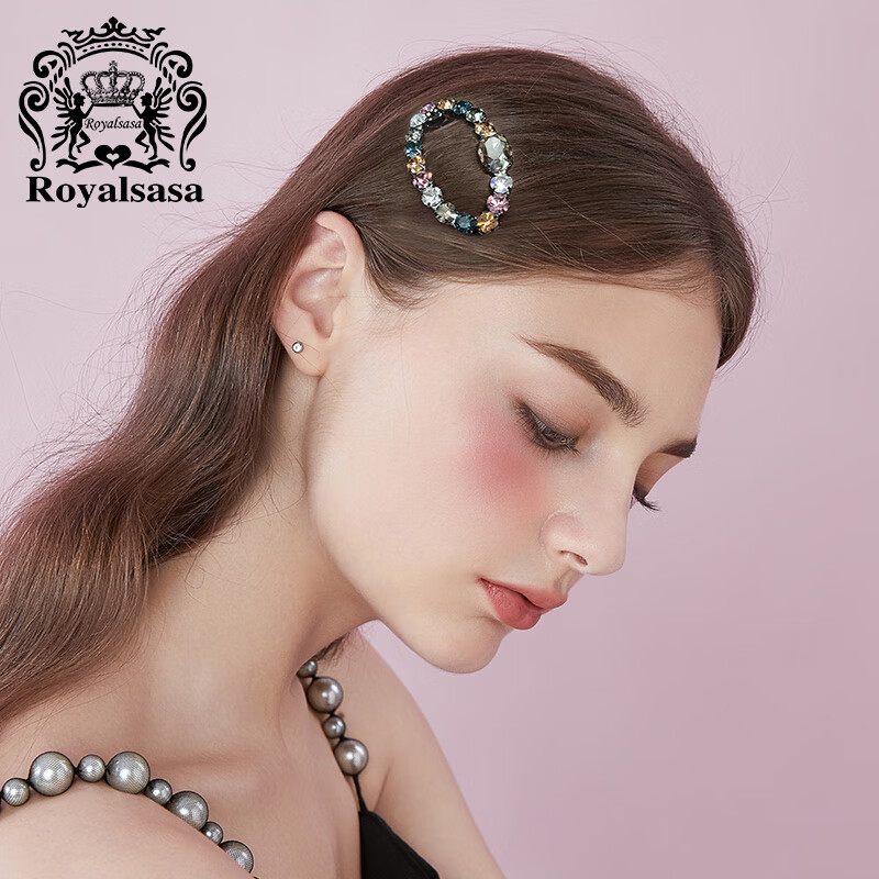 皇家莎莎(royalsasa)头饰水钻发夹弹簧夹马尾夹发卡横夹女士顶夹发饰
