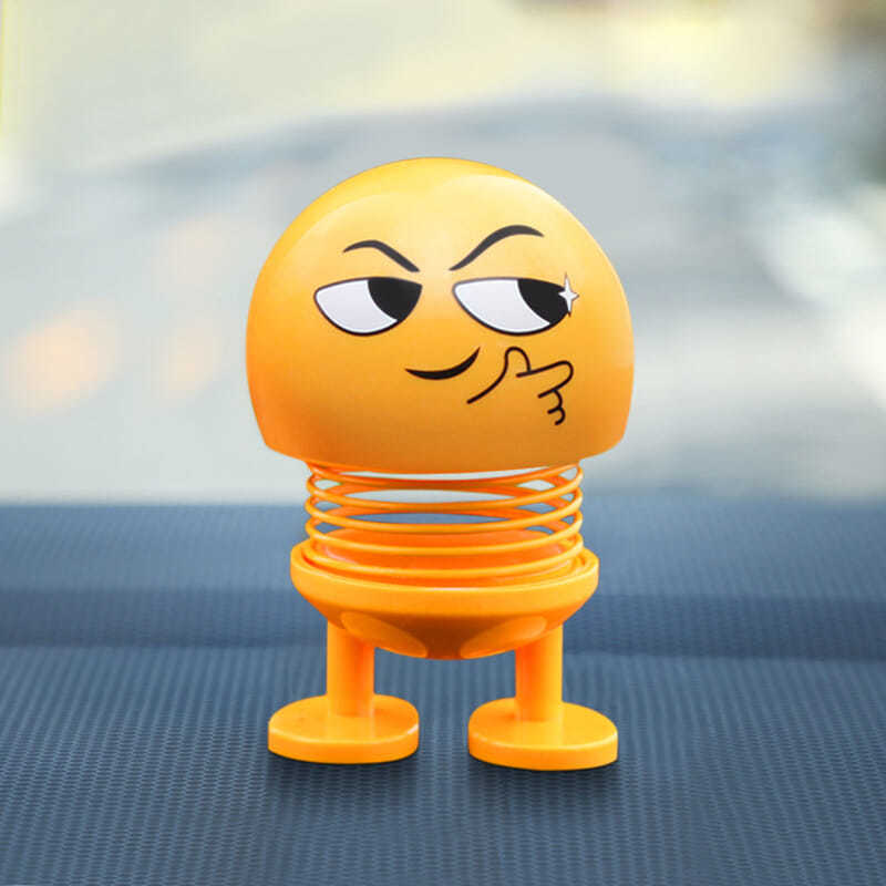 弹簧摇头公仔卡通摆件车载表情包汽车摆件车内装饰用品抖音同款 机智