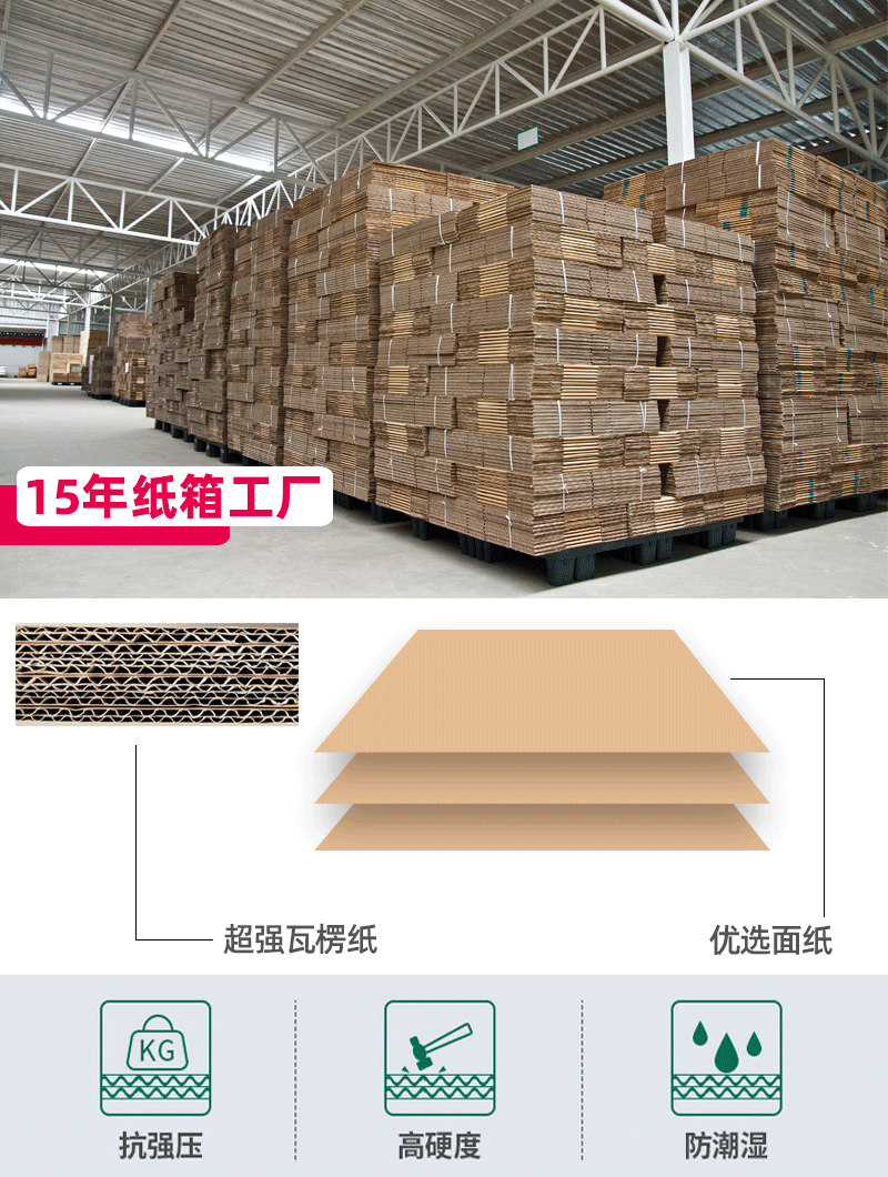 卫亮德国进口品质纸箱定制三五层打包装搬家快递大盒子周转长正方形的