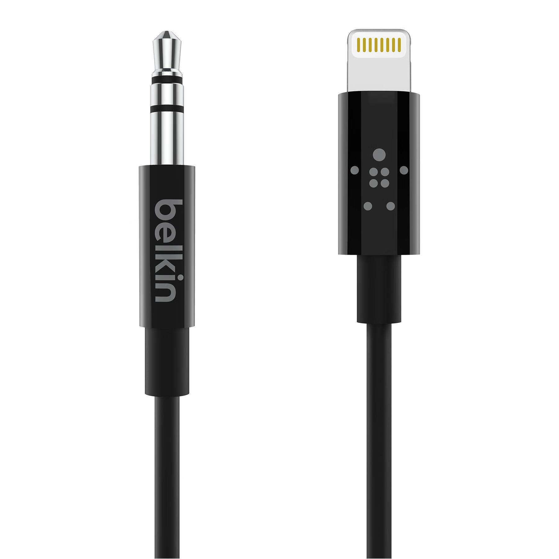 BELKIN 貝爾金 貝爾金 AV10172bt03-BLK 3.5mm 音頻線，帶閃電接頭，黑色