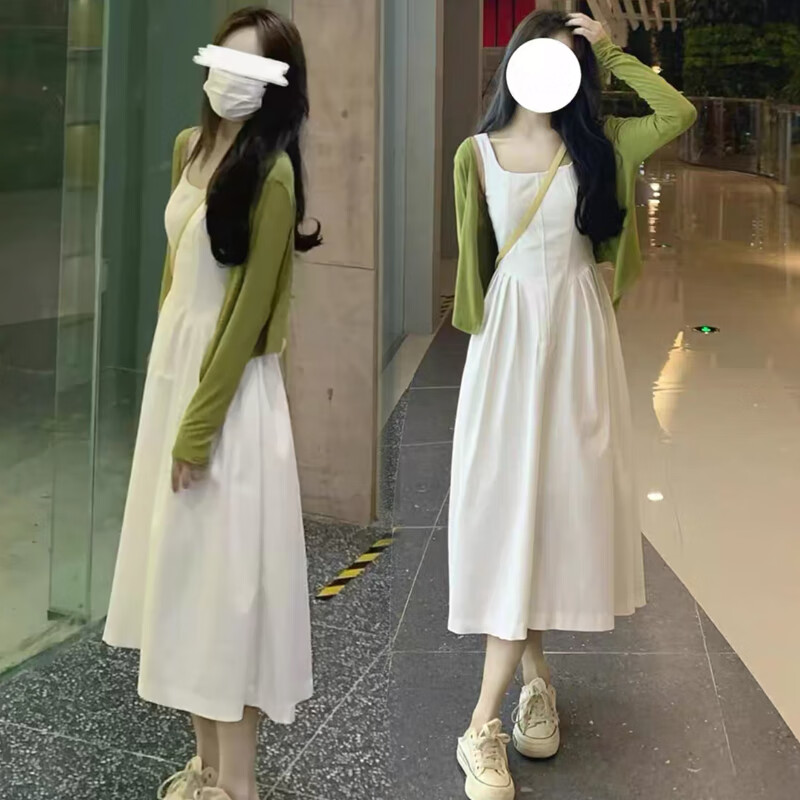 衣百壹（yIBAIyI）孕婦裝2025新款穿搭夏天一整套法式吊帶連衣裙子+開衫兩件套 單件 外套 M