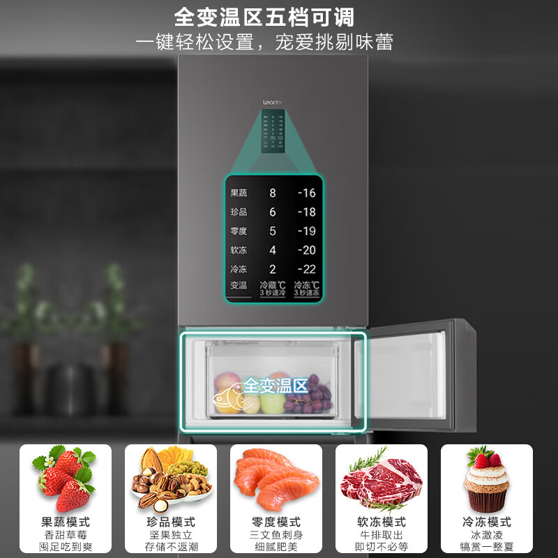 统帅(Leader) 海尔智家出品国家补贴20%218升一级能效风冷变频三门EPP净味小型家租房小冰箱BCD-218WGLC3D7S9U1