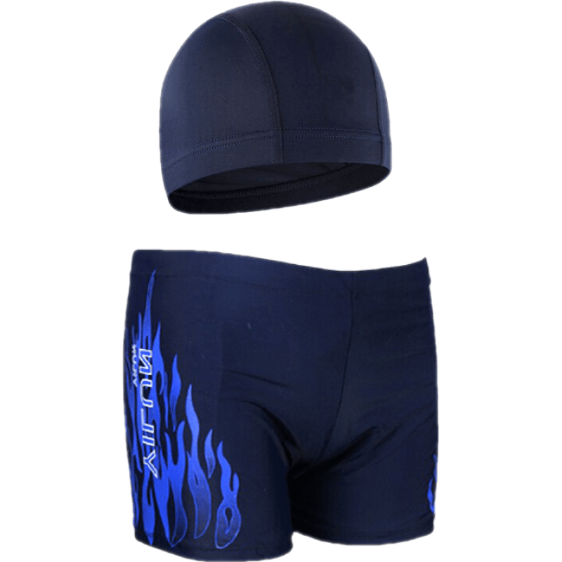 柯帛（KEBO） 游泳裤套装 男士 平角舒适速干 泳帽 泳镜 鼻夹耳塞 蓝色三件套 3XL150-180斤    25元