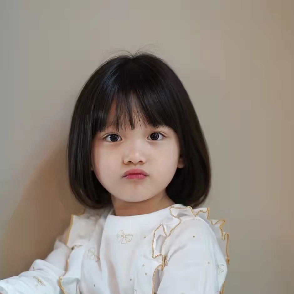 儿童假发女孩可爱波波头拍照表演搞怪淑女时尚自然写真全头套 (短发款