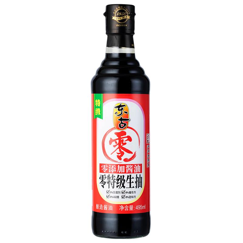 東古 零添加特級生抽醬油495ml 【0添加 頭道特級醬油】0防腐劑
