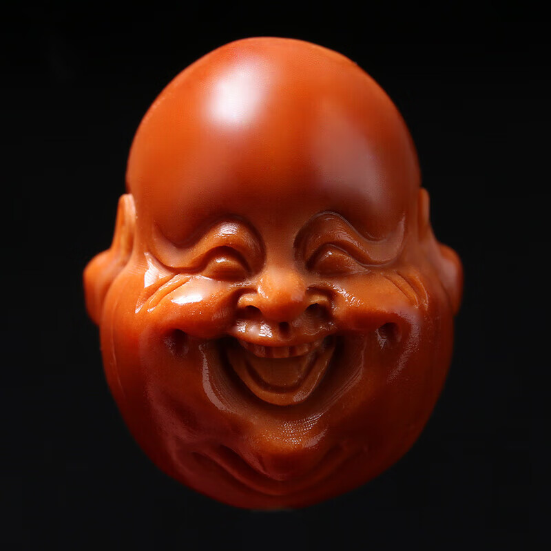 十分开心手工雕刻笑脸橄榄胡核雕文玩把件手链 17*22mm笑佛弥勒单籽