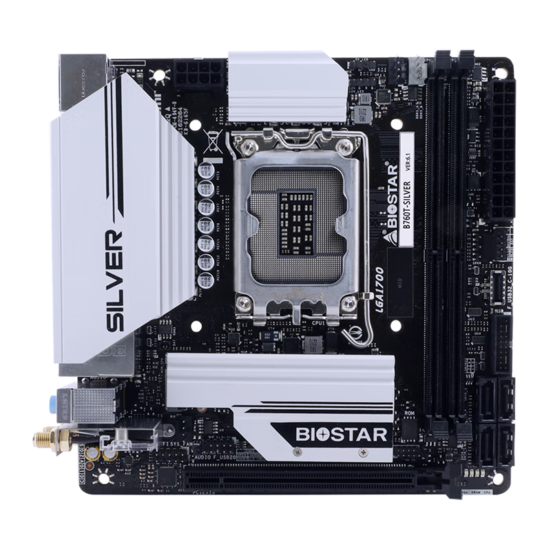 映泰 (BIOSTAR)B760T-SILVER主板ITX迷你电脑主板WiFi6 DDR5支持13400//13600K/13700K( B760/LGA1700)