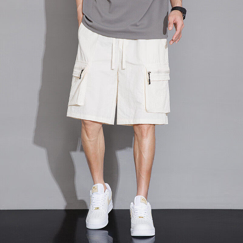 南极人（Nanjiren）特大码胖子短裤男士夏季美式工装多口袋加肥加大宽松休闲五分裤 白色 M