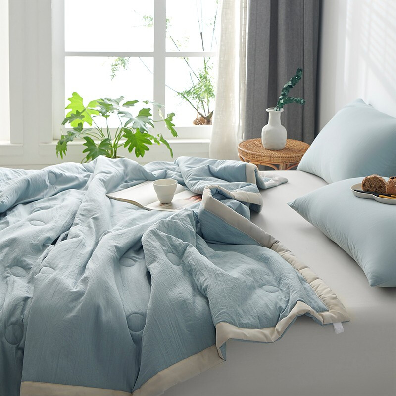 多喜爱家纺可水洗空调被大豆纤维夏薄被可机洗夏凉被夏被床上用品 亲肤水洗20%大豆纤维夏被(蓝) 152*218cm 1.2米床