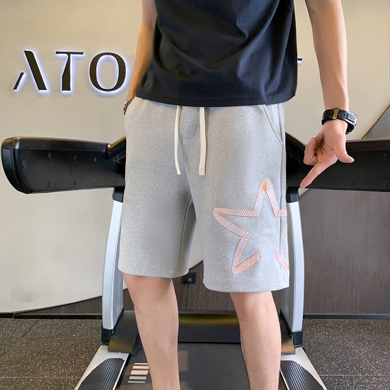 jacktomslee夏季薄款冰丝针织短裤男宽松休闲五分裤松紧腰系带5分中