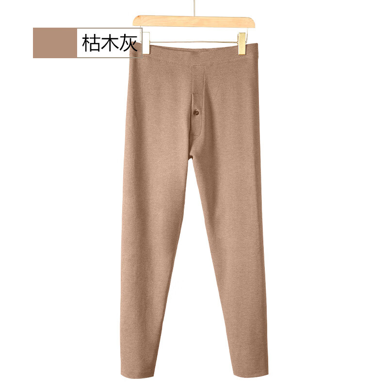 佧森滋双面磨毛男士保暖裤男款加厚大码德绒秋裤男修身打底线裤中老年人 枯木灰 XL